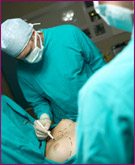 breast augmentation in progress